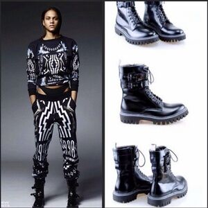 Itallian Black Combat Boots sz 9